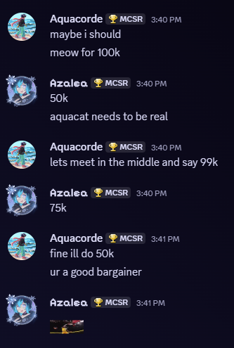 Azaleacolonme3's tweet photo. everyone better start watching aquacorde streams now, WE need to save up 50k https://t.co/4wVnvepHrB