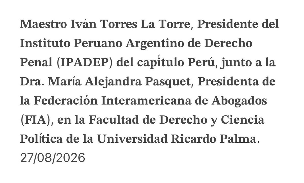 InstitutoIPADEP's tweet photo. #abogados #peru #argentina #derecho #inteligenciaartificial #facultaddederecho #universidad #conferencia #derecho https://t.co/ekSA2ZsKUM