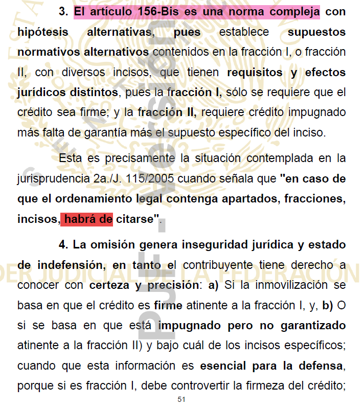 GilLuisJ92's tweet photo. INMOVILIZACIÓN DE CUENTAS BANCARIAS. LA AUTORIDAD FISCAL VULNERA EL DERECHO A LA DEBIDA FUNDAMENTACIÓN CUANDO CITA EL ARTÍCULO 156-BIS DEL CÓDIGO FISCAL DE LA FEDERACIÓN, PERO NO PRECISA LA FRACCIÓN QUE SUSTENTA LA MEDIDA, PUES SE TRATA DE UNA NORMA COMPLEJA QUE REGULA DOS SUPUESTOS DISTINTOS: CRÉDITOS FISCALES FIRMES Y CRÉDITOS IMPUGNADOS QUE NO ESTÁN DEBIDAMENTE GARANTIZADOS; OMISIÓN QUE IMPIDE AL CONTRIBUYENTE CONOCER LA CAUSA LEGAL EXACTA DE LA INMOVILIZACIÓN Y DEFENDERSE ADECUADAMENTE, SIN QUE PUEDA SUBSANARSE CON LA CONSULTA DE OTROS OFICIOS.