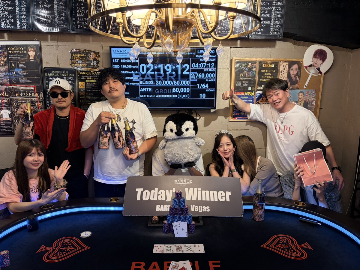 barrlelasvegas's tweet photo. 🔱【500,000coin保証】🔱
㊗️✨PEGU×マネージャー就任✨㊗️

本日の入賞は…

🥇アーリーだいき様
🥈JINBE様
🥉trump様
🎟️hide様
🎟️オスグッド様

でした！！
プライズ獲得おめでとうございます✨

#ポーカー #新宿 #BARRLE 
#優勝 #優勝ツイート https://t.co/1gaeHzI3oL