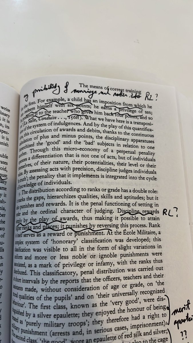 lqiu03's tweet photo. Reading Foucault’s Discipline &amp; Punish this week and wow did he get ahead of our times. A 1975 piece laying out the foundation of a teacher-student model akin to RL post training today https://t.co/OtEwZApH61