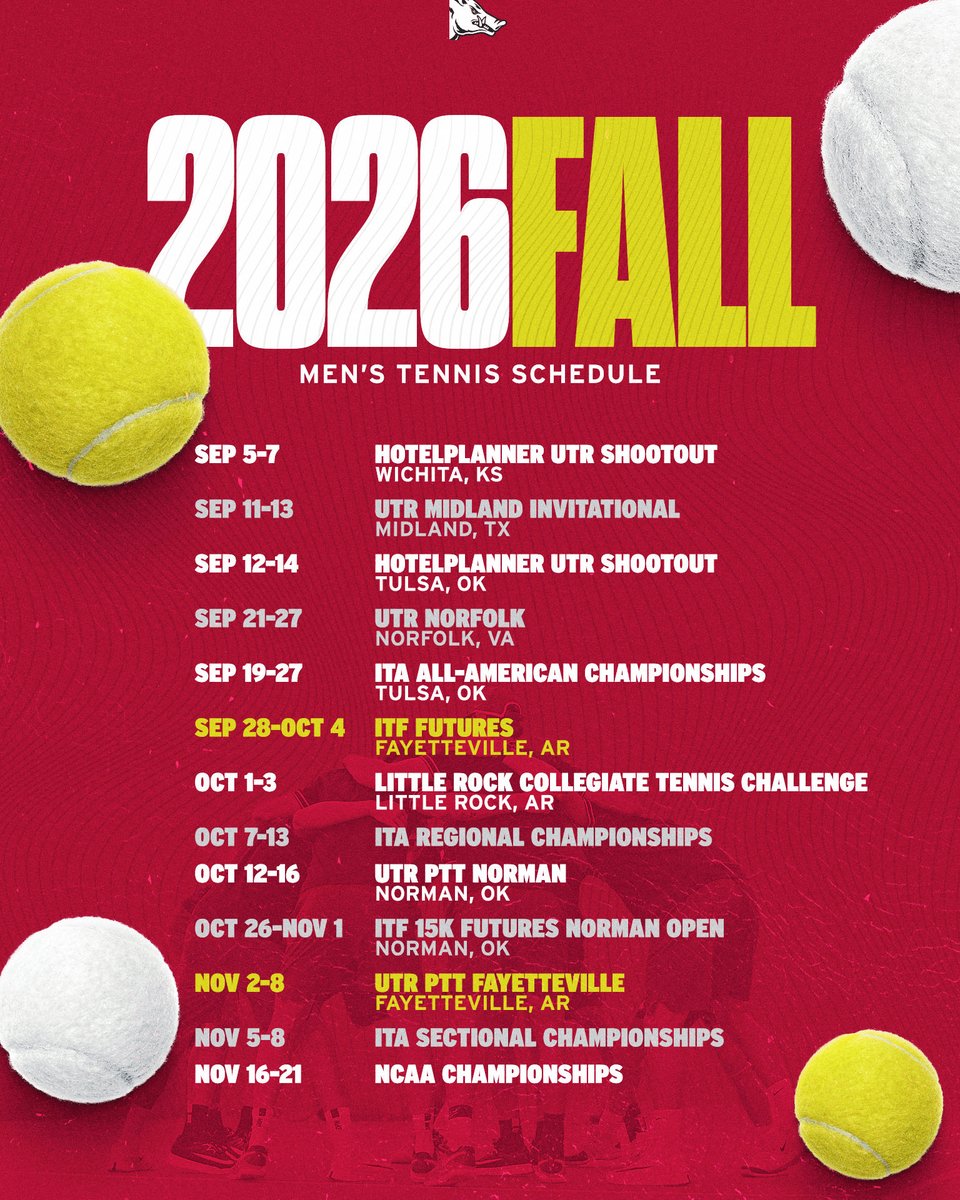 RazorbackMTEN's tweet photo. We’re back soon 🔜 

Here’s a look at our fall 2026 schedule https://t.co/6H0TipSGPJ