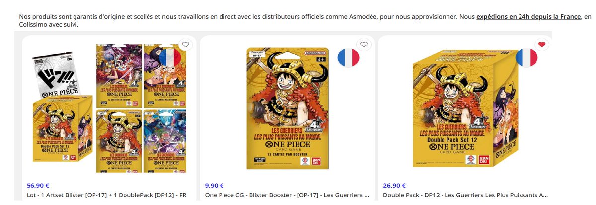 lordrhaxephon's tweet photo. est-ce normal @asmodee_fr @BandaiNamcoFR  qu'un de vos sois disant revendeur officiel,vende à des prix doublés?Une surveillance plus accrue de vos revendeurs serait bénéfique pour votre réputation et le bonheur des acheteurs qui ont l'impression de se faire scammer @ONEPIECE_tcg https://t.co/EeEUUcSUhw