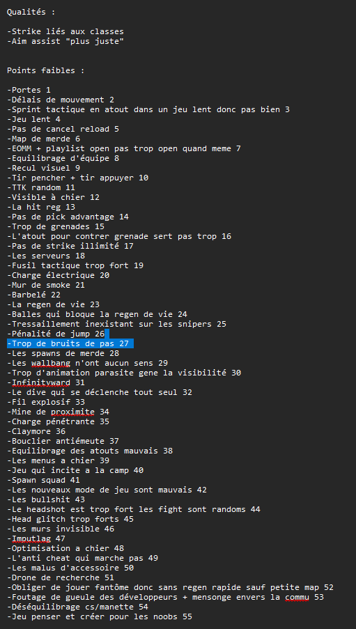 FleetG_'s tweet photo. Liste des Qualités et Défauts de MW4 Multijoueur : 

- 2 Qualités
-55 Défauts

Bravo @InfinityWard ⤵️ https://t.co/yVgUU6SVBj