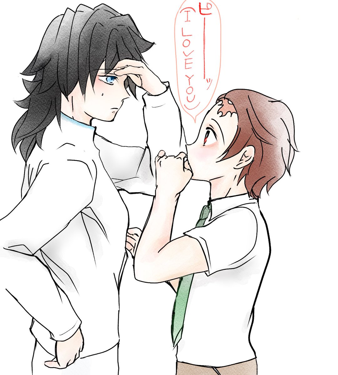 SAWAKO131's tweet photo. #義炭版ワンドロワンライ  
※義炭
お題　
【I love you】
キ学　笛会話 1h https://t.co/U2WorspXft