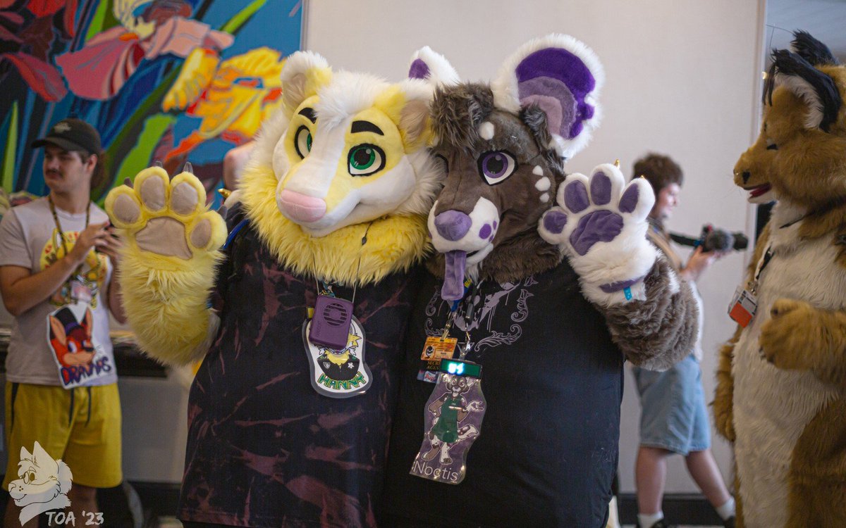 HannyBadgers's tweet photo. Happy #fursuitfriday from myself and this silly wild dog! 

Who all are we gonna see next week at #Indyfurcon
If you happen to see us dont be a stranger! We'd love to chit chat x3 

🐕 @AxiomSteelWolf

Both suits by: @WildDogWorks https://t.co/InNQktN5ta