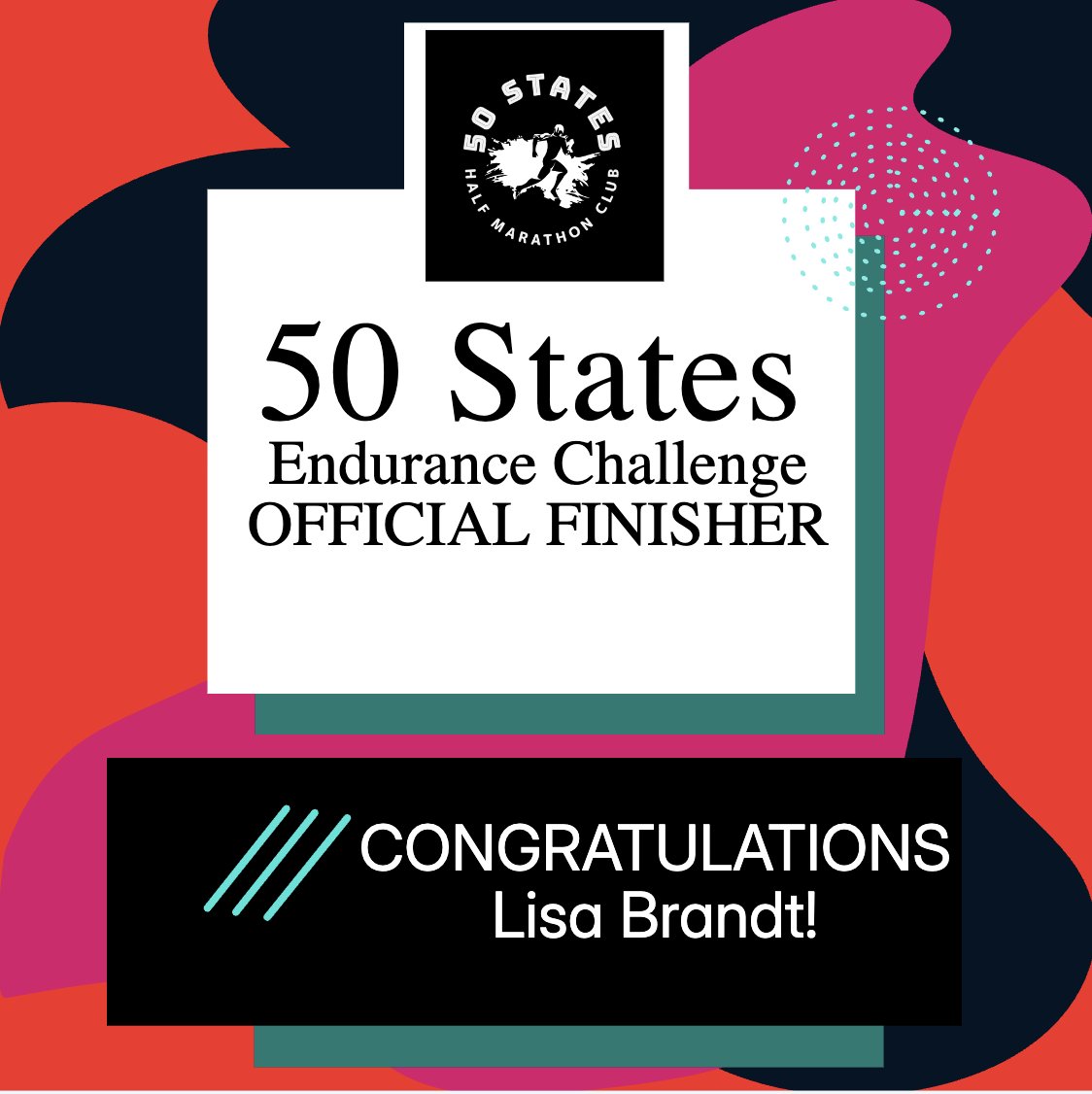 FiftyStatesHALF's tweet photo. Lisa Brandt Finishes the 50 States Endurance Challenge™ - From Lebanon, Illinois

Congratulations to 50 States Half Marathon Club™ member, Lisa Brandt from Lebanon, Illinois, for completing the 50 States Endurance Challenge™ +D.C.!  Lisa ran her final state in Alaska, finishing the 50 states journey in August 2026

#50stateshalfmarathonclub #50statesendurancechallenge #50statesfinisher #50statesendurancechallengefinisher #runningcommunity #50statesrunning #running #marathon #halfmarathon