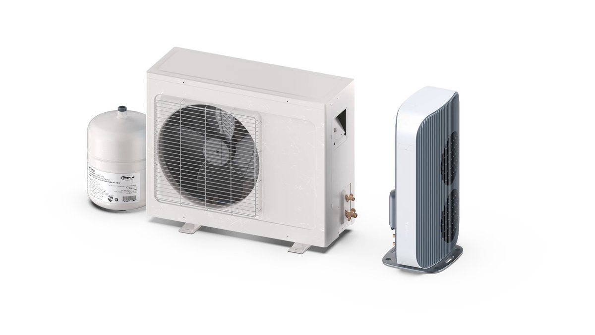 joshleong's tweet photo. Not to be a nerd about this, but the Airform One is a FIFTH of the volume of a commercial-grade Air to Water system because our system includes an expansion tank, However it is only half the stated capacity. 

They don't even make 1-TON water based systems, and our unit can be software-driven to 1.5 TONs. 

Everything is computer controlled, hence a massive reduction in the need for mechanical oversizing and complexity.