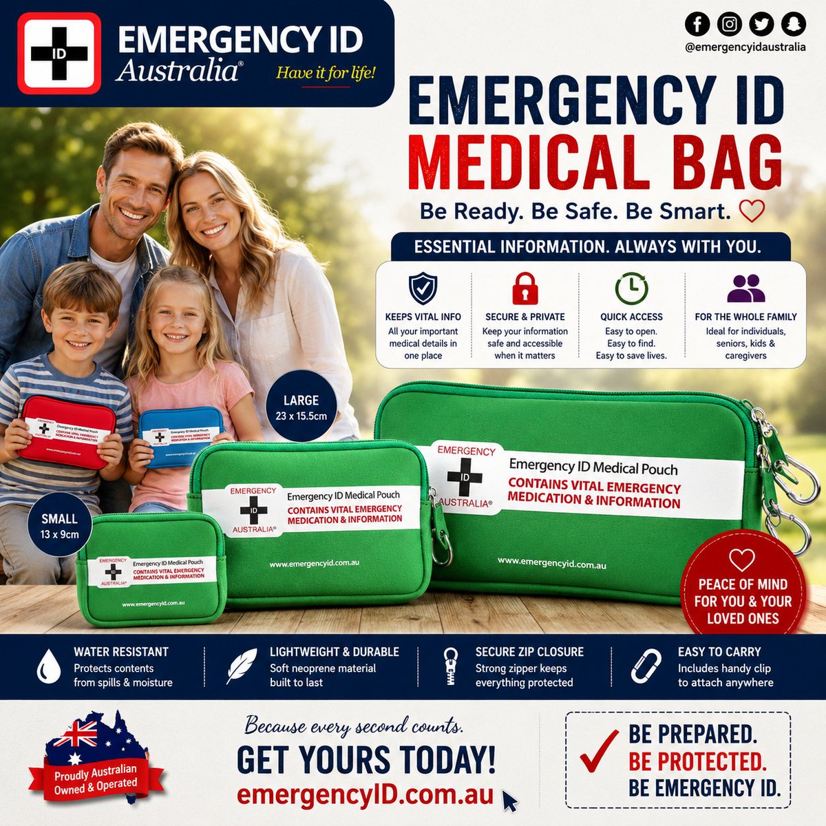 EmergencyIDAust's tweet photo. Designed to safely store first aid supplies, medications, medical equipment, and emergency essentials, this practical bag helps keep everything in one easy-to-access place.

https://t.co/jyqltEQx1Z

#emergencyid #healthsafety #medicaljewellery https://t.co/7TQfmq1Xv3