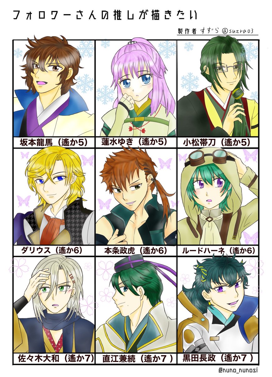 suzra03's tweet photo. #フォロワーさんの推しが描きたい 

お待たせしました🙌
リクエストありがとうございました❣️
描いたことないキャラも描けて楽しかったです😊
9人並ぶと達成感があります🥹

お一人ずつ画像付きでお呼び出し失礼します🙏 https://t.co/63KEFPmFTQ