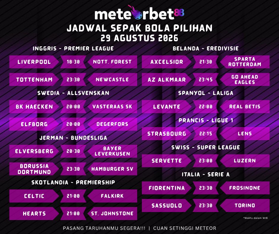 bola_meteor's tweet photo. METEORBET88
JADWAL SEPAK BOLA PILIHAN : 29 AGUSTUS 2026    

BERITA BOLA LENGKAP : https://t.co/DGJnkkOmIW
CHANNEL BOLA : https://t.co/OtGSRNcyvZ https://t.co/sheNLlzxlj