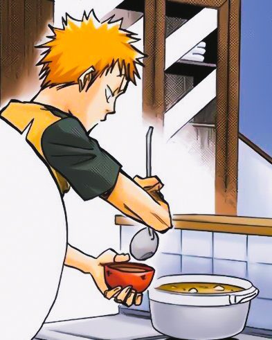 SaintPunkV2's tweet photo. it’s so funny thinking about that tweet trying to call orihime a tradwife, because it’s completely wrong. Ichigo is a stay at home husband LMAO, he doesn’t cook for hime because he sucks at it, otherwise he’d be a complete MaleWife 😭😭😭 https://t.co/jpdNTGnMv3