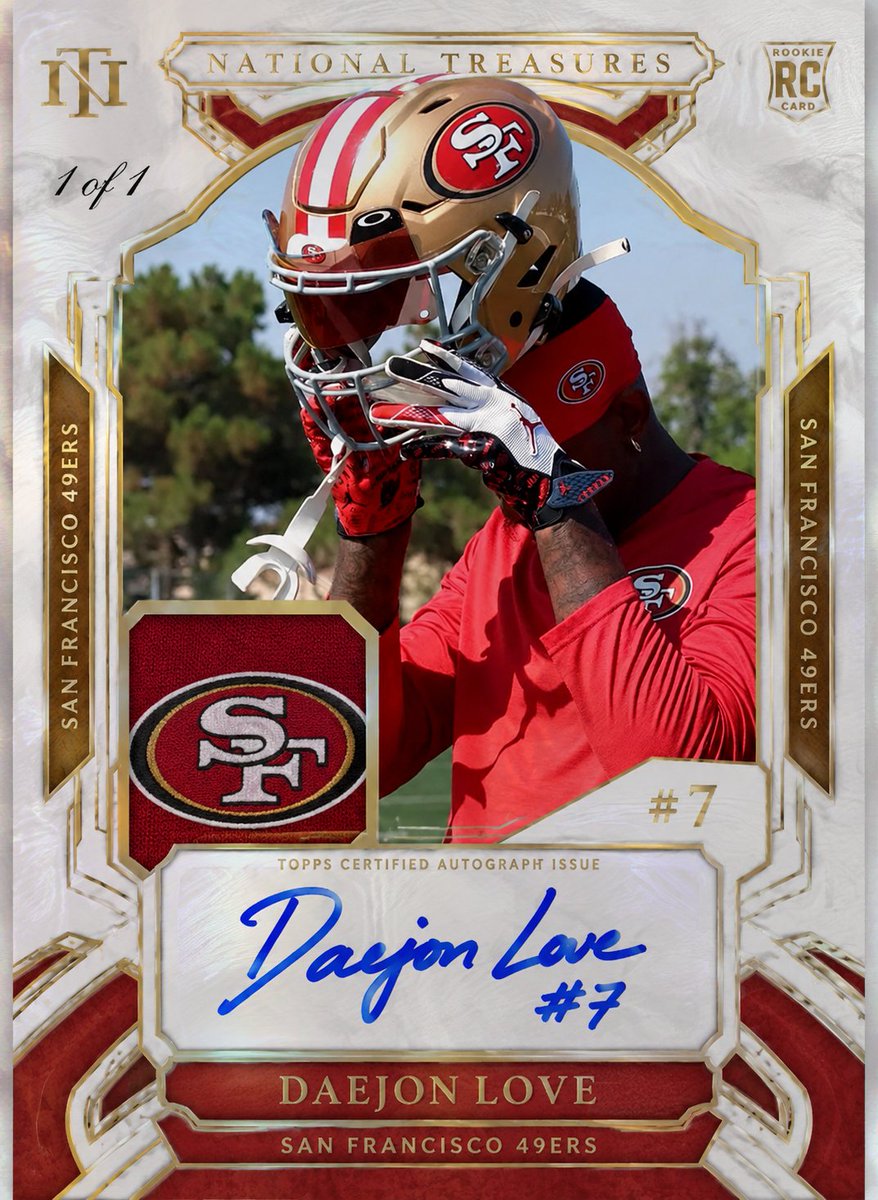 YakLineCasting's tweet photo. PC Grail hit! 

1 of 1 all buster team

Daejon Love Auto!

#TheHobby #CardCollector @49ers @CardPurchaser @premiercards_2 https://t.co/U3N29wTDw9