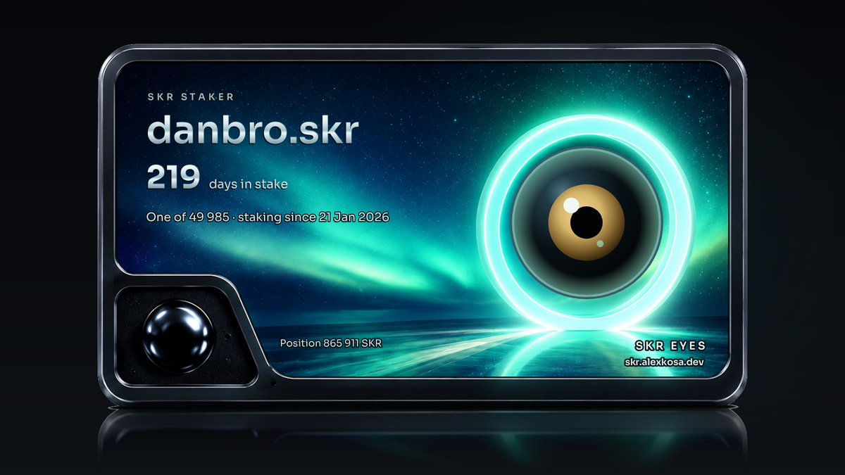 bro336699's tweet photo. I'm staking $SKR for 219 days

my card from SKR Eyes
#SKR #SolanaMobile https://t.co/4ICtQHRmdX