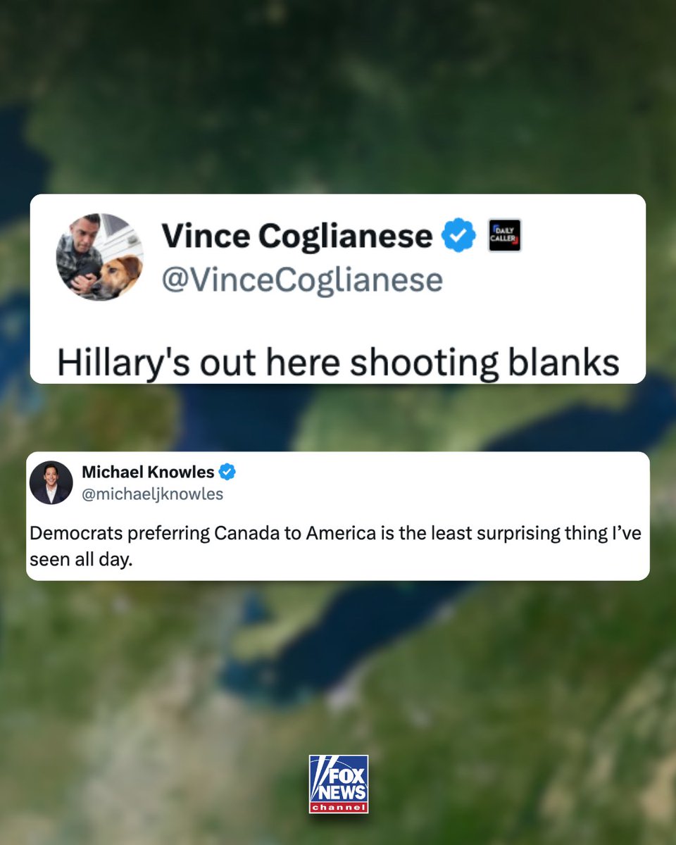 FoxNews's tweet photo. Hillary Clinton's attempt to take a jab at Trump backfires.

Clinton’s effort to push back on President Trump’s Lake Ontario name change quickly turns into a pile-on from conservatives after she posts just three words: “It’s Lake Ontario.”

Trump is directing the federal government to call the U.S.-Canada border lake “Lake America,” and Clinton’s response racked up more than 3 million views within hours.

Radio host Vince Coglianese mocked her post, saying she was "shooting blanks." Sen. Marsha Blackburn fired back, "And you'll never be President."

The clash comes as Trump intensifies a broader trade battle with Canada.