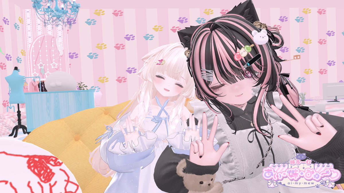 nekone02's tweet photo. 昨日はVRCのイベント、あい・妹・みゅ～♡へいってきました！
プレオープン最終日！初日からJOINに挑戦はしてたのですがなかなか満員ではいれず初帰宅できました！ฅ^>ω<^ฅ
かわいい妹ちゃんたちに癒されて楽しい時間を過ごせました！
 #あいまいみゅー https://t.co/HA4jRJWOjf