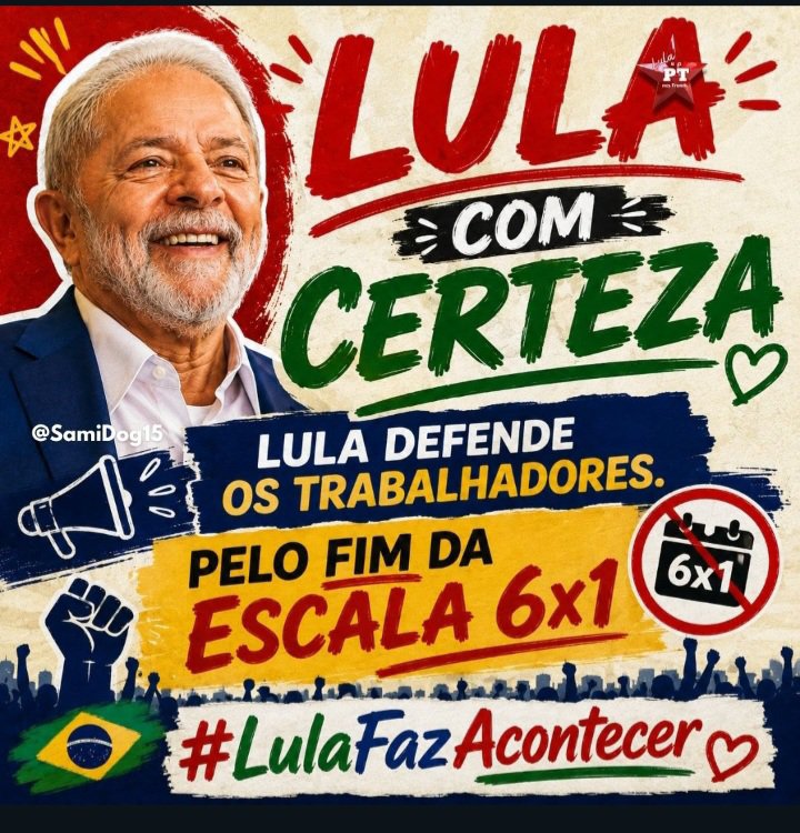 Rogeriononatosa's tweet photo. 🚩🚩ATENÇÃO MILITÂNCIA:
O senador Omar Aziz, relator da  PEC pelo FIM da escala 6x1 na Comissão de Constituição e Justiça do Senado, propôs um texto idêntico ao que foi aprovado na Câmara.

Use muito:

LULA COM CERTEZA 
MEU VOTO É LULA 
#LulaFazAcontecer https://t.co/rsB5zw6Ten