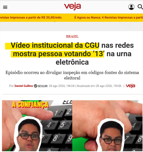 Terra__Brasilis's tweet photo. Caramba, o vídeo da Controladoria-Geral da União está mostrando uma pessoa digitando o 13 nas urnas e vai ficar por isso mesmo ? https://t.co/SX5yIGeGiC