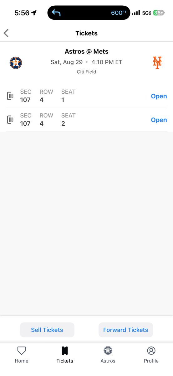 JoshuaSides03's tweet photo. Selling 2 tickets to tomorrow’s Astros vs. Mets game! ⚾️🎟️

Seats are in the screenshot. DM me if interested — looking to sell ASAP!

#Astros #Mets https://t.co/hIR2URpJNk