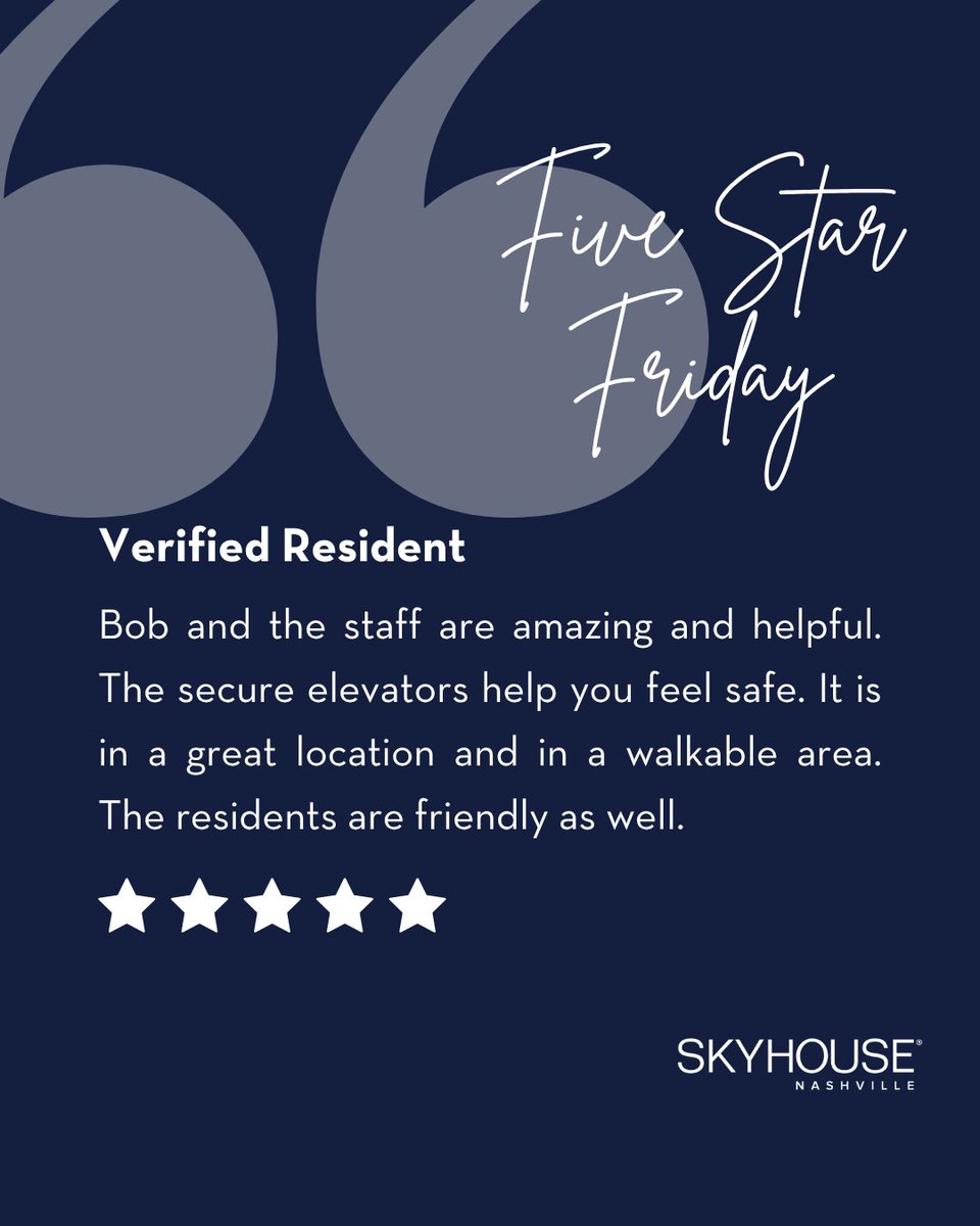 SkyhouseN's tweet photo. 🏈🌟It's Five Star Friday and we're kicking off football season the best way we know how! This review makes SkyHouse Nashville Apartments feel like MVPs! #SPGCommunity https://t.co/BprOfchB38 https://t.co/DHi6drHLLm
