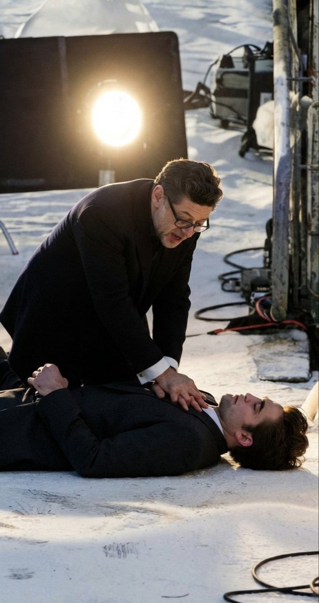 BoinkBuzz's tweet photo. 🚨 𝗦𝗣𝗢𝗜𝗟𝗘𝗥 𝗔𝗟𝗘𝗥𝗧!

Robert Pattinson as Bruce Wayne on set of "THE BATMAN: PART 2" 

Batman is badly injured as Andy Serkis' Alfred is trying to resuscitate him https://t.co/5FX8xllRUF
