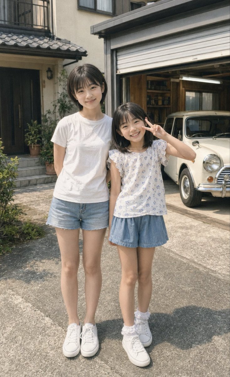 streetframe_ai's tweet photo. 7年前と同じ場所で、もう一度📸

莉音、おっきくなったね〜
いつの間にか身長も抜かされてるし😅

また一緒に静岡へ来ようねー！

#AI美女
#AI生成 https://t.co/u6ABZGokwk