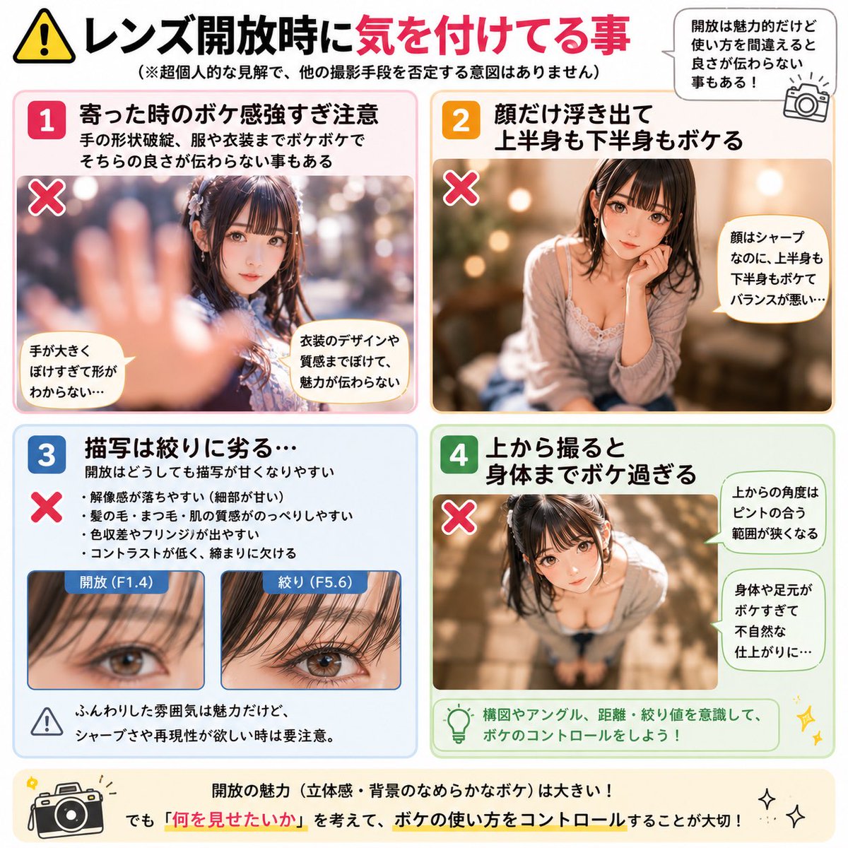 nearlytawo's tweet photo. レンズ開放時に気を付けている事

(※超個人的な見解で他の撮影手段を否定する意図はありません) https://t.co/uL0CaeSOX3