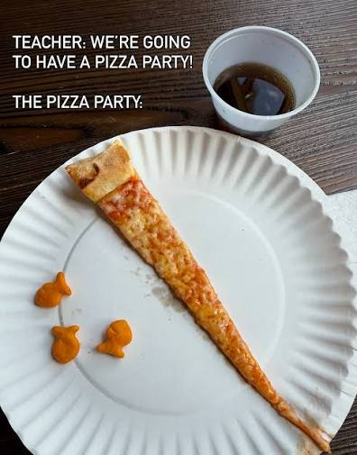 SleepyCooky's tweet photo. @AdfreeVT Doesn't a bigger pizza party just mean Flork cutting the pizza slices smaller and smaller? https://t.co/wHpCYzjD4T