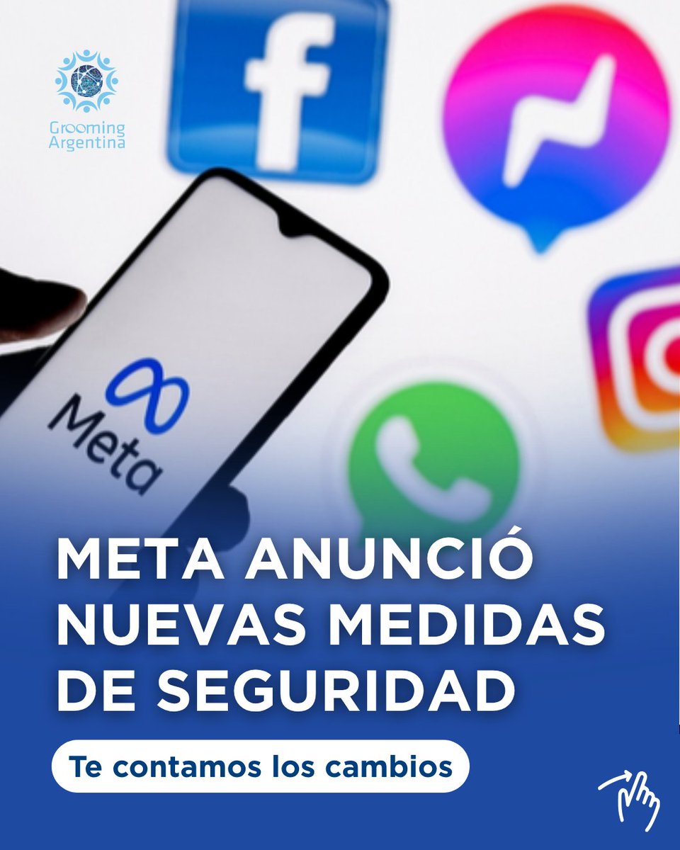 GroomingArg's tweet photo. 📋 NUEVAS OBLIGACIONES DE SEGURIDAD PARA INSTAGRAM Y FACEBOOK

📌 #Meta decidió aplicar medidas de seguridad más estrictas en las cuentas de Instagram y Facebook, tras las denuncias impulsadas por autoridades judiciales en Estados Unidos por el impacto de sus plataformas en la salud y la seguridad de las y los adolescentes.

➡️ Deslizá para conocer las nuevas actualizaciones.

📍 Si bien estos cambios aún no rigen en Argentina, marcan un precedente que seguimos de cerca.

🛡️ Desde #GroomingArgentina, monitoreamos a diario las acciones de las empresas tecnológicas en pos de custodiar la protección de las adolescencias en #Internet.