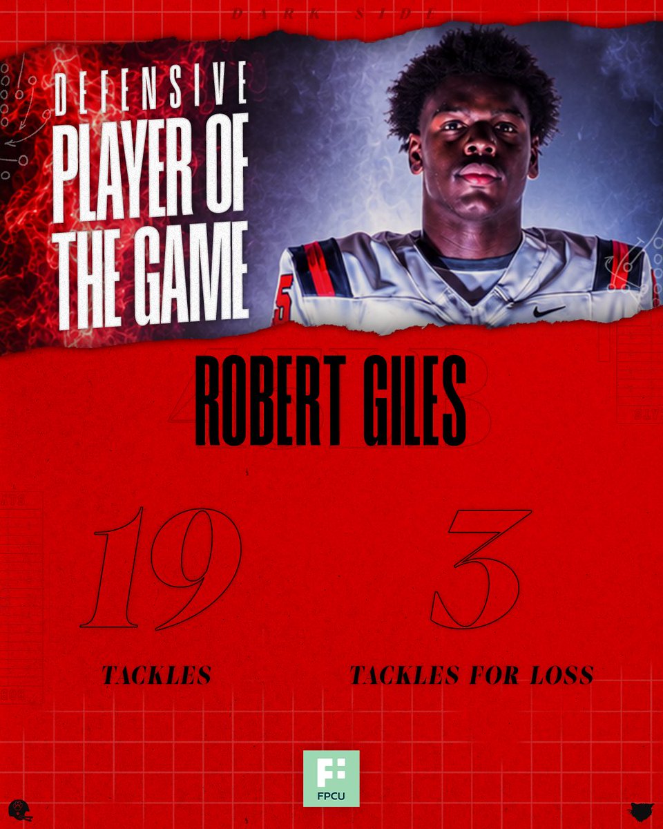 GrandBlancFB's tweet photo. Robert Giles was cashing in on Belleville’s mistakes last night. Nearly 20 tackles and three TFL’s earns the senior Defensive Player of the Game!

Sponsored by Financial Plus Credit Union

#DARKSIDEREIGNS 🐾🏈 https://t.co/sO96mLsIyt