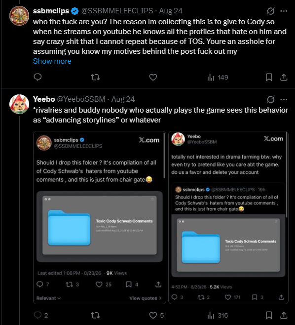 NotAklo's tweet photo. ngl bro im confused on whether you attend your local, or if it died over the course of two days and doesnt exist!!😭🥀

No, this image doesn't speak for itself; it speaks for the person who created it, whose entire channel consists of only negativity-centered videos.

I've only seen hostility from smash online these days. I think it's cool when you upload tournament clips and positive things. But if you take issue with hostility, you should definitely stop contributing to it by highlighting negativity and using snappy, crude language all the time.