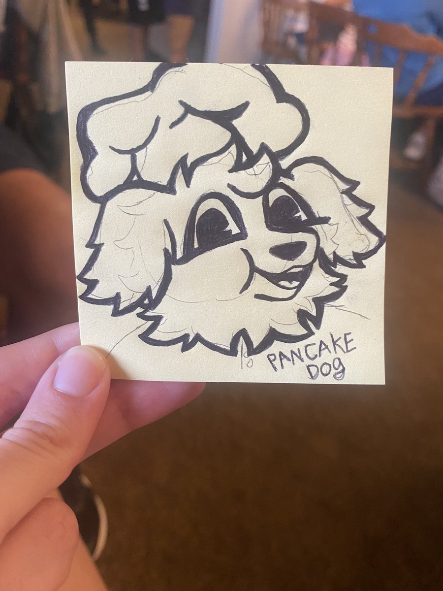 CloverMalley's tweet photo. Drew the pancake man from cape cod as a dog version #dog #pancakeman #postitnoteart #postitnotesketch #goldenretriever https://t.co/xFblQusUr3