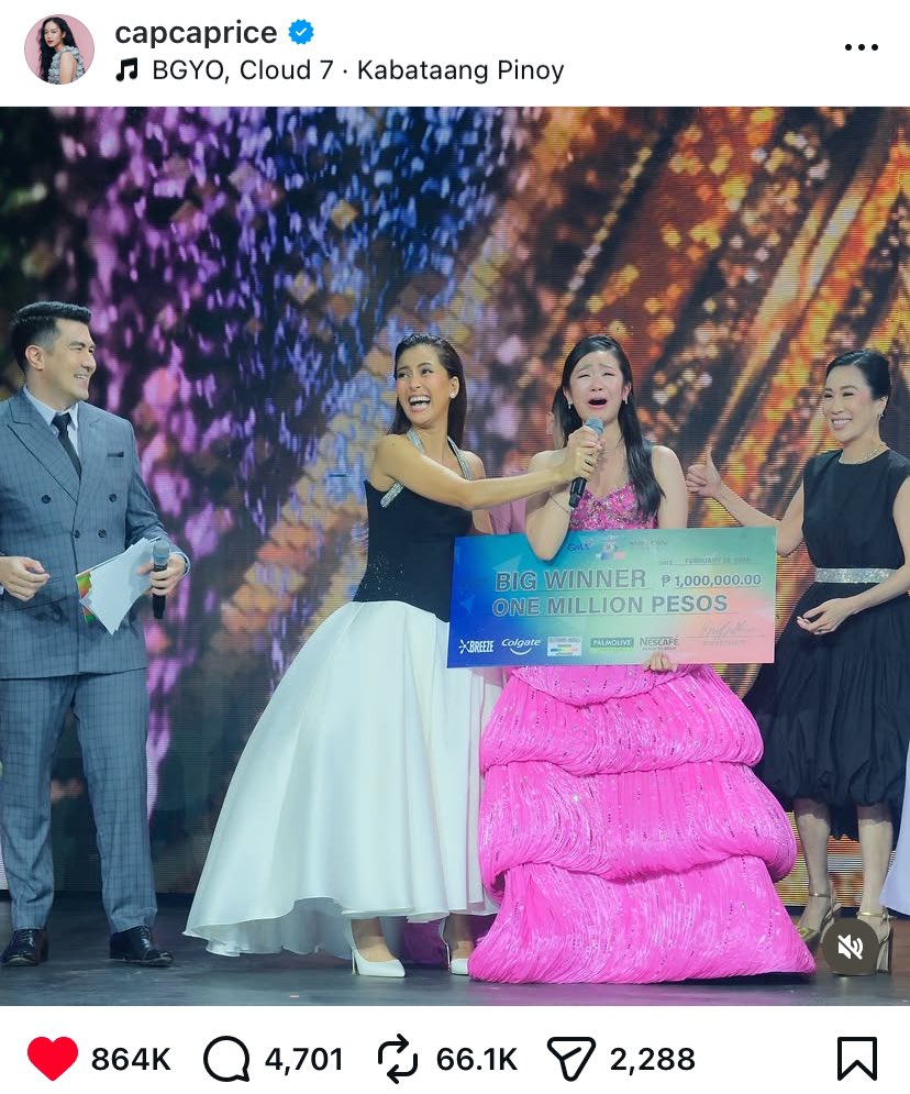 capofriceee's tweet photo. mas mataas na pala like ng korea igpost ni caprice kaysa sa big winner moment niya :)) #CapriceCayetano https://t.co/Tdyr0CnrEL