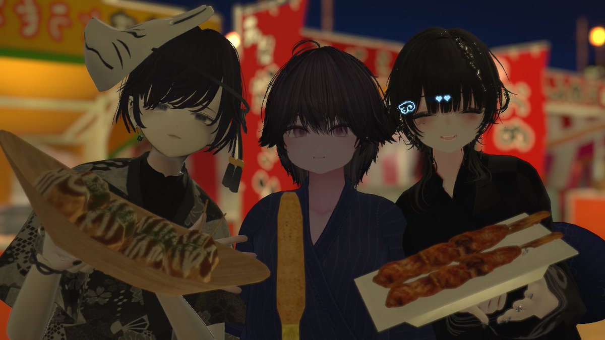 ryu_shonen_vrc's tweet photo. これはれいくんが撮ってくれた、Shiuくんとれいくんはカメラ向いてるのに僕だけよそ見して食べてる図 https://t.co/VWydXChu8B