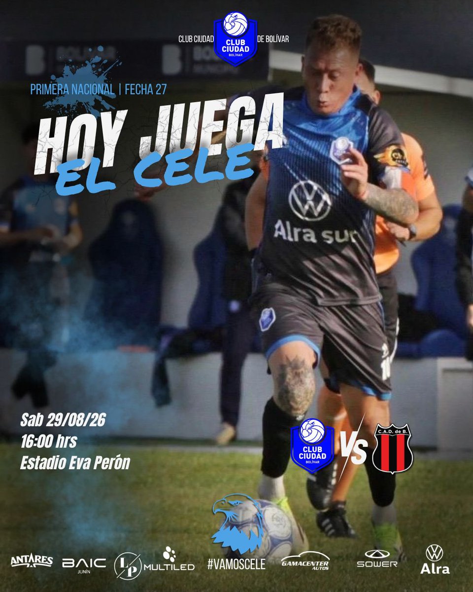 ClubCdBolivarOF's tweet photo. #PrimeraNacional

HOY JUEGA EL CELE ⚽️🦅

Jugamos todos!
Nos vemos en el Eva Perón

Todos juntos!
#VamosCele🩵 https://t.co/mKsRy5SSMJ