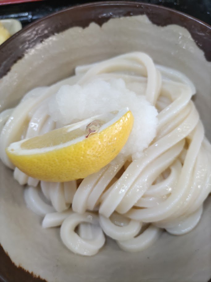 hangonkoh's tweet photo. 本日は、しょうゆで。大きな茄子天も取ったけどこれが正解。揚げたてで熱い熱い。美味かったです。 https://t.co/euHHzncvoE