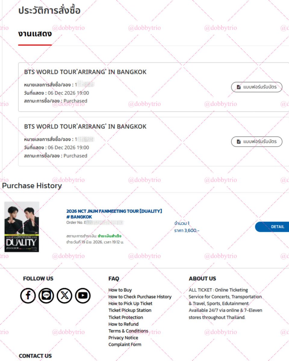 dobbytrio's tweet photo. 🐾 BTS WORLD TOUR ‘ARIRANG’ IN BKK
⌗ โซน A8 จำนวน 1 ใบ
⌗ โซน E2T จำนวน 2 ใบ

🐾 2026 NCT JNJM FANMEETING [DUALITY] # BKK
⌗ โซน BOTH SIDES จำนวน 1 ใบ
⌗ โซน JM จำนวน 1 ใบ
⌗ โซน E จำนวน 1 ใบ

🐾 EXO PLANET #6 EXhorizon in BKK
⌗ โซน G จำนวน 1 ใบ

#rvdobbygettix https://t.co/ViLmHf89sT