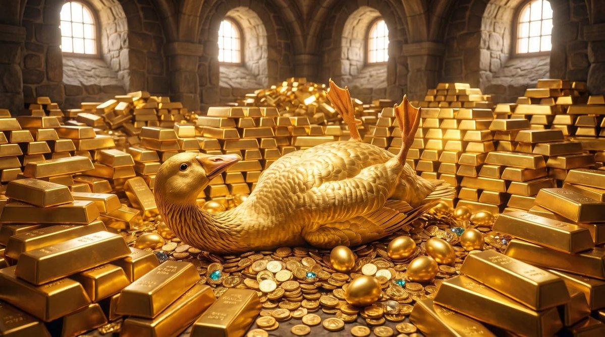 GoldenGooseRH's tweet photo. $GG holders waking up tomorrow, swimming in gold https://t.co/5IQpaMQvI5