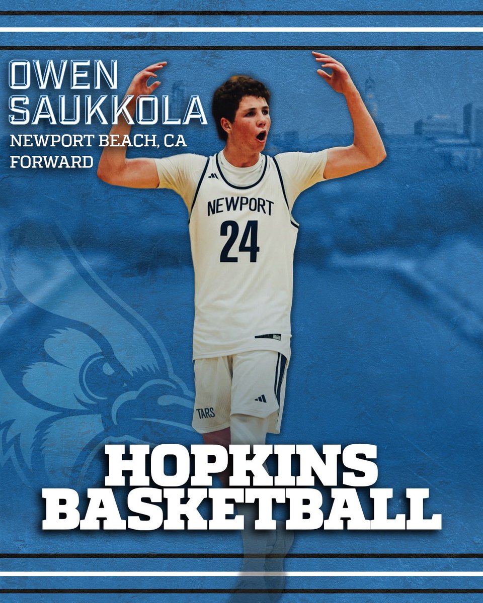 JHU_Basketball's tweet photo. BLUEJAY FAMILY!!! Let’s welcome our second newcomer to Johns Hopkins University, Owen Sakkoula

Owen is a freshman wing from Newport Beach, CA 

Excited to have him join the Bluejay family!!

#GOHOP https://t.co/eBQajtPAGh
