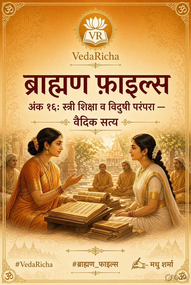VedaRicha's tweet photo. 🧵 १/६
ब्राह्मण फ़ाइल्स: अंक १६
स्त्री शिक्षा व विदुषी परंपरा: दुष्प्रचार का अंत
मनुस्मृति के नाम पर भ्रम फैलाया गया कि केवल एक वर्ग की स्त्री को शिक्षा मिली। सच यह है कि गार्गी से लेकर संत जनाबाई तक हर वर्ग की नारी को ज्ञान का समान अधिकार था।
#BrahminFiles
#VedaRicha https://t.co/1bCkTJ39Af