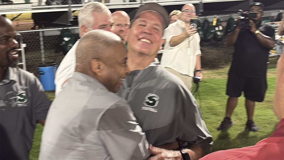 ChachereGrant's tweet photo. Archbishop Shaw head coach Hank Tierney has been inducted into the Louisiana Sports Hall of Fame.

He was surprised with the honor before the Ed Daniels Classic Jamboree held at Archbishop Shaw High School between the Eagles and Brother Martin. https://t.co/tBk0QXgKru