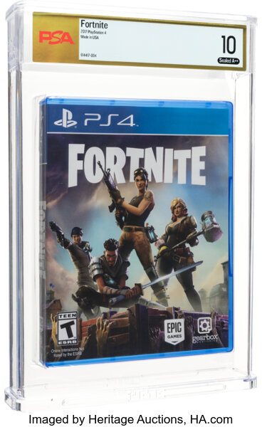ThisIsITalk's tweet photo. A recent auction saw that a SEALED copy of Fortnite for PS4 with a perfect 10 grade just sold for $57,500! https://t.co/6LEylioAEK