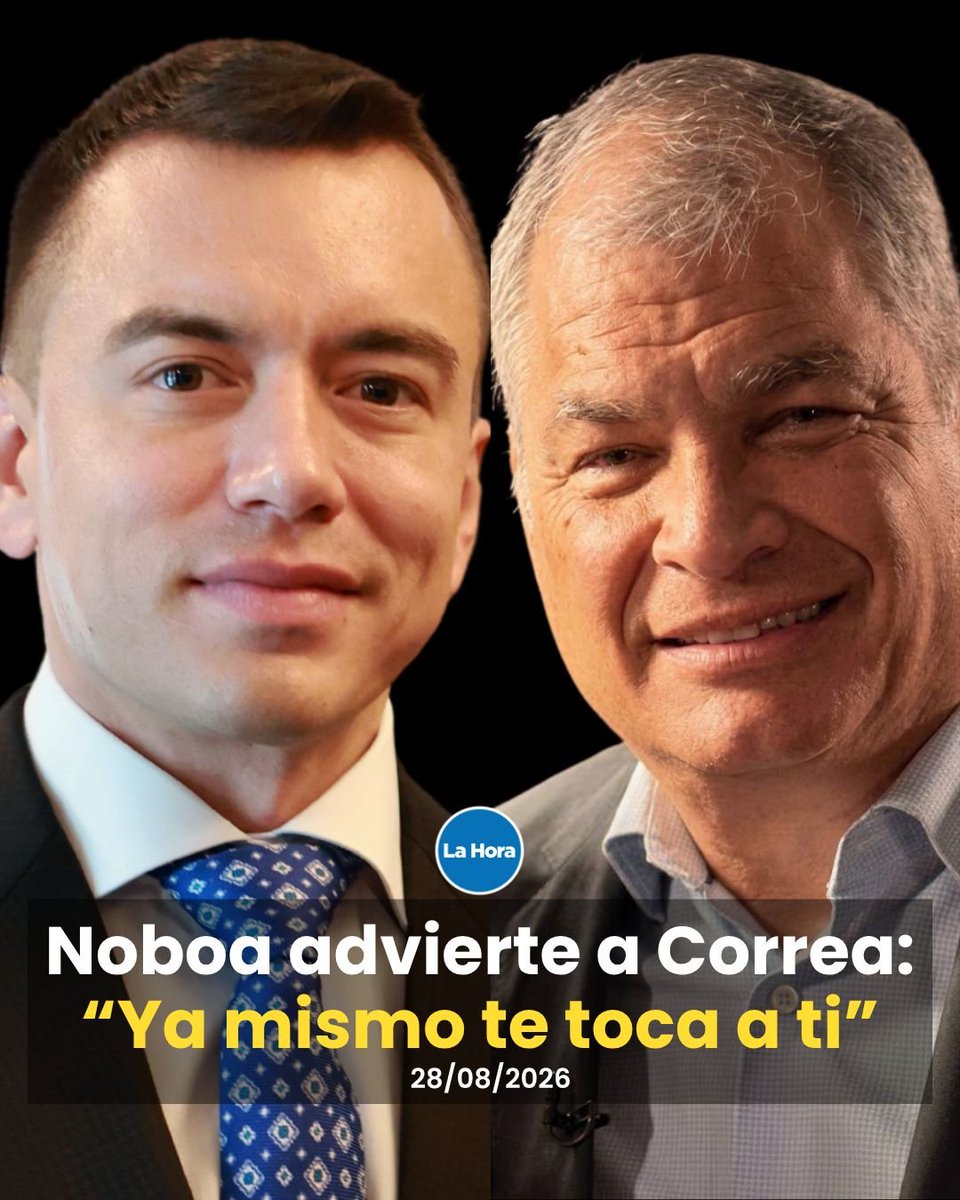 lahoraecuador's tweet photo. ⛓️ El presidente Daniel Noboa informó que José Serrano irá a la cárcel de Santa Elena y aprovechó para decirle a Rafael Correa: “Ya mismo te toca a ti”. 👉 https://t.co/yyAxtHsWNC https://t.co/70fVZYCoHW