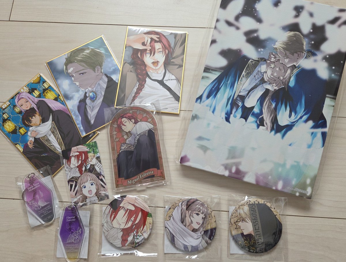 k_chooon's tweet photo. 死にプロのくじ引き堂の当選アイテムが届きました〜！👏
10連だけだけど、もう、大っ満足。ダブりもないし🥹
どれもこれも美しいけど、やっぱり一際最高なのはS賞のアートボード😭♥️美麗すぎる😭😭
アクスタ飾る習慣がないので、アクスタ1つだけの当選で助かった〜でもアクスタのミゲルはかっこいい🥰 https://t.co/kbe3rhAYP2