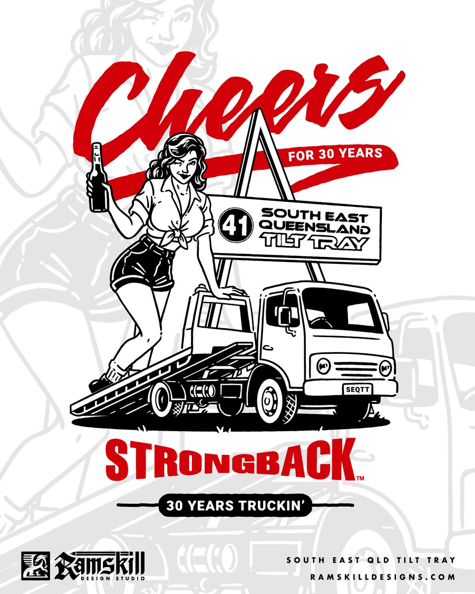 philustrations's tweet photo. Cheers to 30 years of Strongback truckin' 🚛 You'd don't have to be an apparel company to have great t-shirts! A fresh company t-shirt with unique creative is a great way to bring your team together. 

#tshirtdesign #illustratedmerch #merchdesigner https://t.co/AbnjYcFBHN