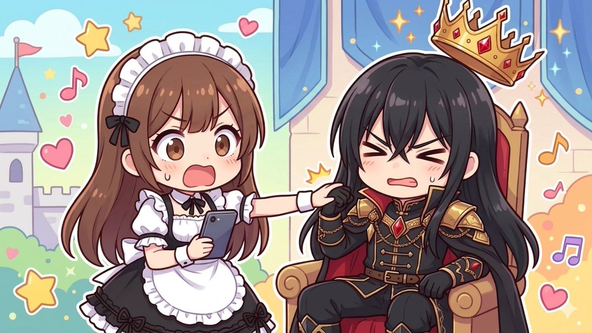 KirakiraSpino's tweet photo. 「マオーさん、とうとうイドさんのゲームが発表されたようですよ！」
「あいたたた。貴様、あの電脳娘の事を苦手だと言っておきながらtwitterを毎回チェックしてるのはどういうことだ」 https://t.co/liylj6FWPx