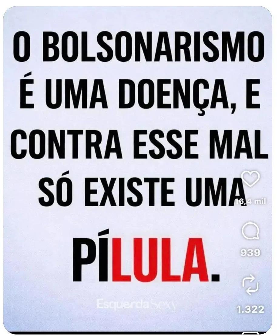 TiozinLLSP's tweet photo. #LulaNoCoraçãoDoPovo  #Lula13Presidente #PT

O único remédio contra o bolsonarismo https://t.co/31EFi5tnvJ
