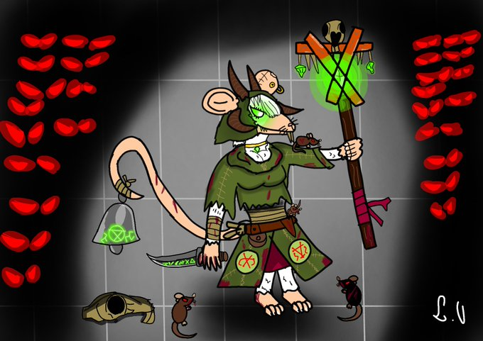 Custoditty303's tweet photo. Minha versรฃo de uma Grey Seer pronta para canalizar os poderes da Warpstone! ๐๐ท O Grande Rato Chifrudo aprova, sim-sim! #WarhammerCommunity #Skaven #Skavendom #Fanart #HornedRat https://t.co/s24RNqo2IC