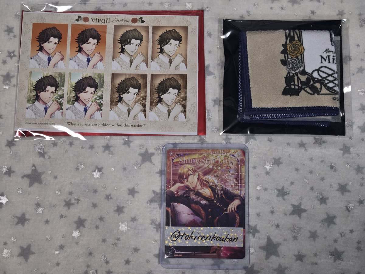 tokirenkoukan's tweet photo. 交換
うたプリ BLACK GARDEN memento 黒庭 白庭

譲
ミニ タオル ナギ
IDol フォト ステッカー ヴァン

求
同種シオン

ミニタオルは譲渡OK
本日午後から池袋手渡し、別日都内手渡し>郵送
#tokiren交換 https://t.co/4HjsQMk3QB