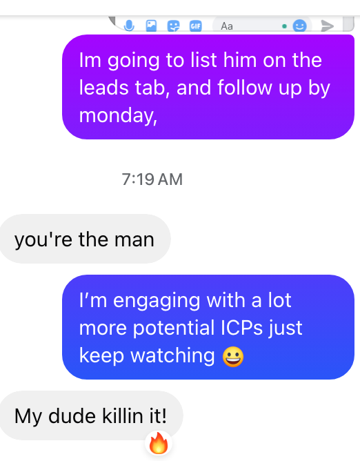 abd_raaz's tweet photo. This is exactly what AW Acquisition does that cold outreach never can.

When you engage first, build the context before the conversation, and only reach out when there's a reason people respond.

Not because you sent the perfect script.
Because they already felt the warmth
before you said anything.

The client didn't change his offer.
Didn't rebuild his website.
Didn't run a single ad.

We just started showing up
in the right places
for the right people
the right way.

We started running the acquisition system
for one of our clients this week.

By the second day, he already had active conversations
running with multiple qualified ICPs.

And one hot lead.

I have a plenty of reports like this, you cant even imagine how fast it gets results on every single campaing I managed. 

This is the fully managed service we run
at AgencyWave30 .com

We handle everything.
The prospecting. The daily engagement.
The ICP tracking. The warm outreach.
The Google sheet you watch in real time.

You just show up for the conversations
we hand you. 

If you run a high-ticket B2B service
and your pipeline has been quiet, 

this is worth a conversation. 

Lets talk...